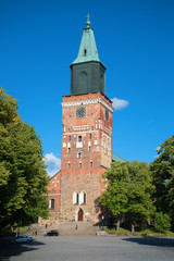 Medieval Lutheran Cathedral (built in the second half of the XIII century) a Sunny day in August. Finland, Turku