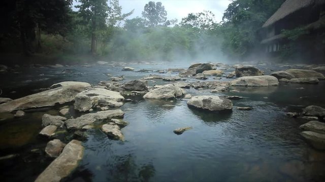 Kids on the thermal pools and hot springs of Amazon River, Peru, South America  - 7