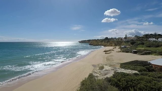 algarve coast at senhora de rocha bay in portugal
