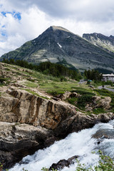 Naklejka na ściany i meble Alpine scenery in Many Glacier area of Glacier National Park in Montana, USA