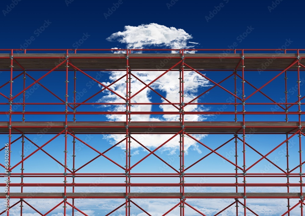 Poster security lock cloud with 3d scaffolding