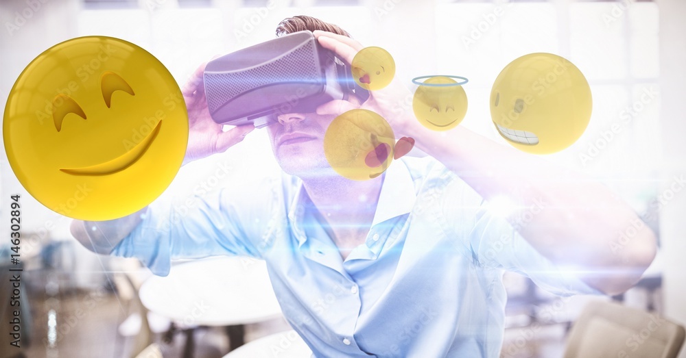 Aufkleber composite image of man using virtual reality