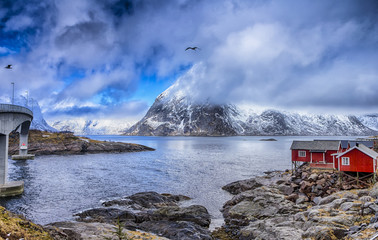 Hamnoy Fishing Village at Lofoten Islands in Norway.
