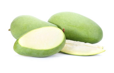 Green mango isolated on a white background
