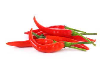 red pepper slices on white background