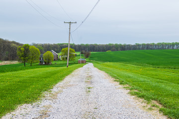 Landscape of lush farmland around southern york county pennsylvania