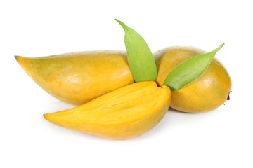 Egg fruit, Canistel, Yellow Sapote (Pouteria campechiana (Kunth) Baehni) on white background