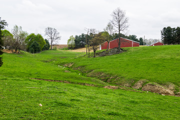 Landscape of lush farmland around southern york county pennsylvania