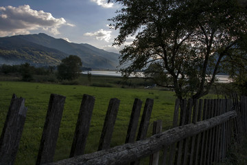 Fresh morning near mountain lake