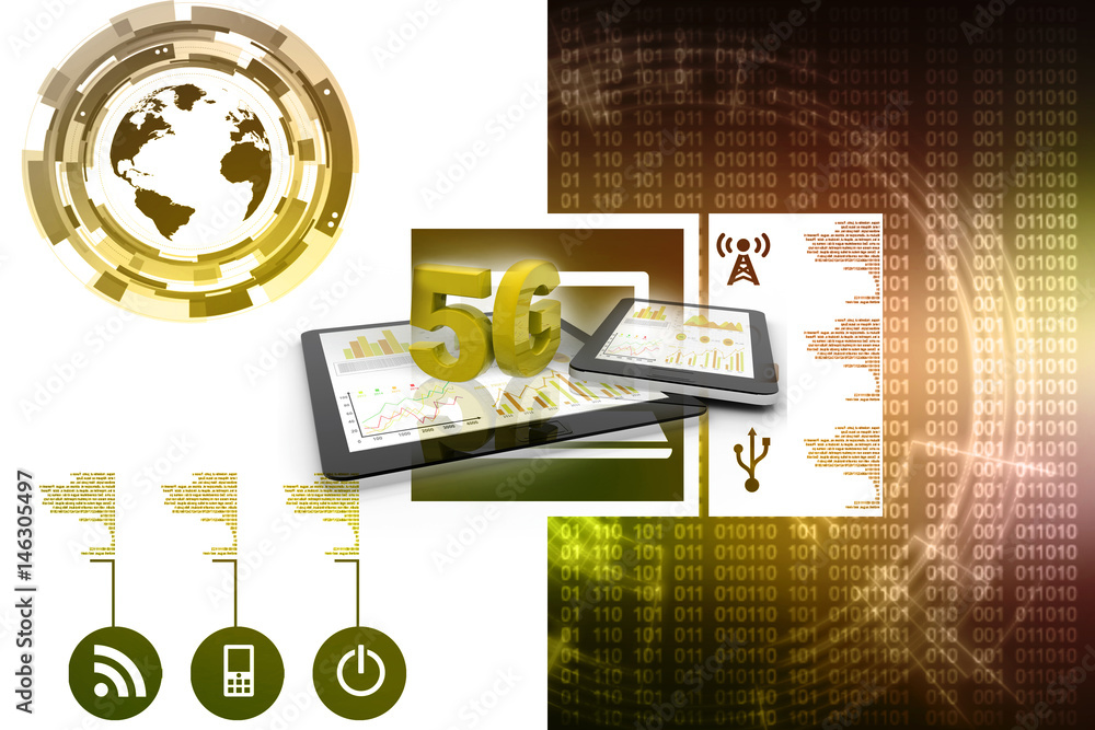 Poster 3d rendering 5g network 5g connection with data