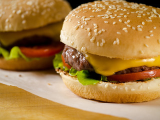 Two freshly made burgers
