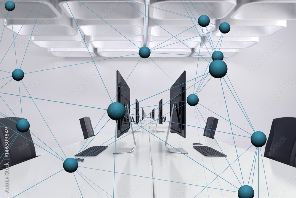 Poster digital composite image of tech graphic in office