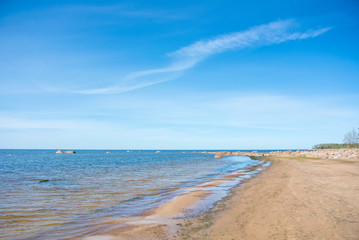 Baltic sea coast on summer sunny day near St. Petersburg, Russia.