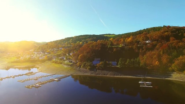 Views Of A Lake During Fall From High Above, Aerial - 3