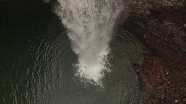 4k Aerial Winter Tennessee Waterfall Crest Close