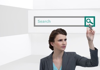 Fototapeta premium Search Bar with woman pointing