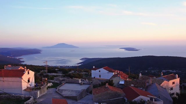 The beautiful scenic sunset on the sea and the beach, the town at the sunset - 4