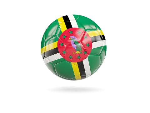 Football with flag of dominica