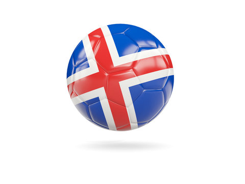 Football with flag of iceland