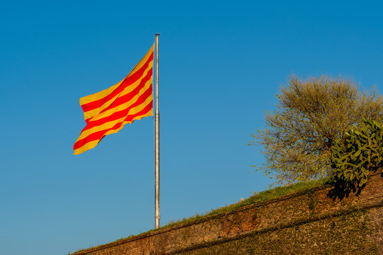Catalonia flag waving on the wind
