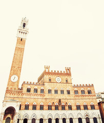Obraz premium Palazzo Pubblico - town hall in Siena, Tuscany, Italy, photo filter