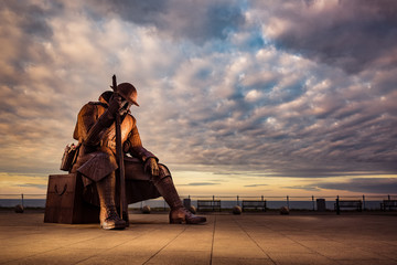 British Tommy reflecting at Seaham Beach