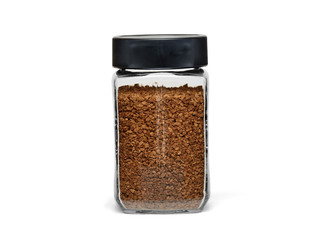 Glass jar with instant coffee