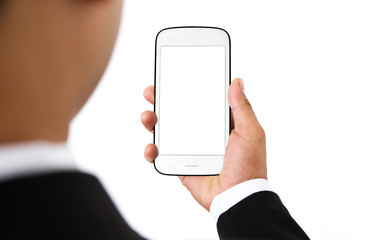 Businessman holding smartphone
