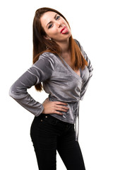 Obraz premium Beautiful young girl making a joke