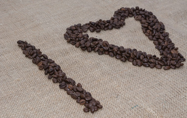 Herz für die Liebe aus Kaffeebohnen