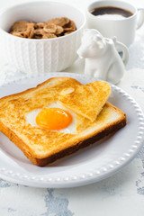 Toast with egg for Valentines day