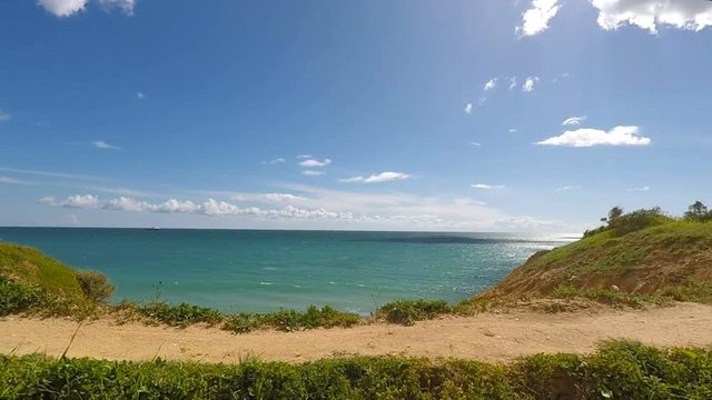 algarve coast at senhora de rocha bay in portugal
