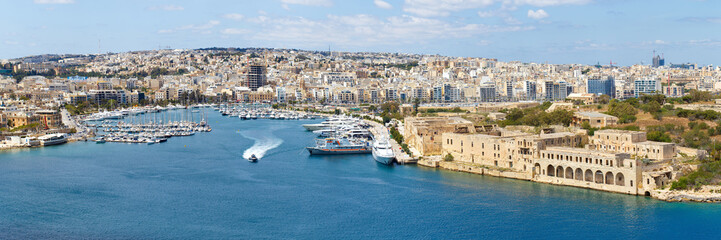 Fototapeta na wymiar Manoel island yacht marina panorama, Malta, EU