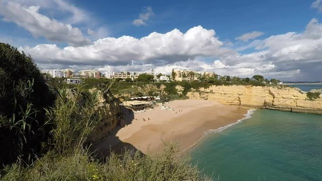 algarve coast at senhora de rocha bay in portugal

