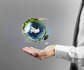 Globe ,earth in human hand, Earth image provided by Nasa