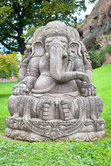 Ganesha statue in a beautiful mountain garden