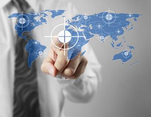 Hand touch virtual icon  social network