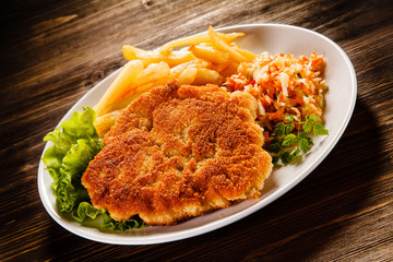 Fried pork chop with french fries
