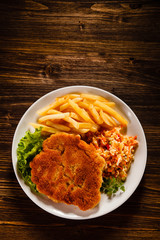 Fried pork chop with french fries