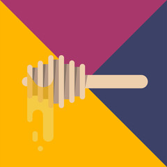 Obraz premium Honey vector illustration banner, honeycomb image, flat icon illustration with sweet tasty honey. Natural eco bio product made with bees for bio business. 