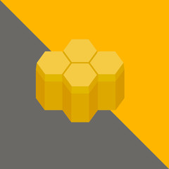 Honey vector illustration banner, honeycomb image, flat icon illustration with sweet tasty honey. Natural eco bio product made with bees for bio business.