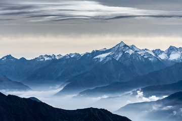 Fototapeta na wymiar View from Monte Bianco (Mont Blanc) Valle d'Aosta Italy