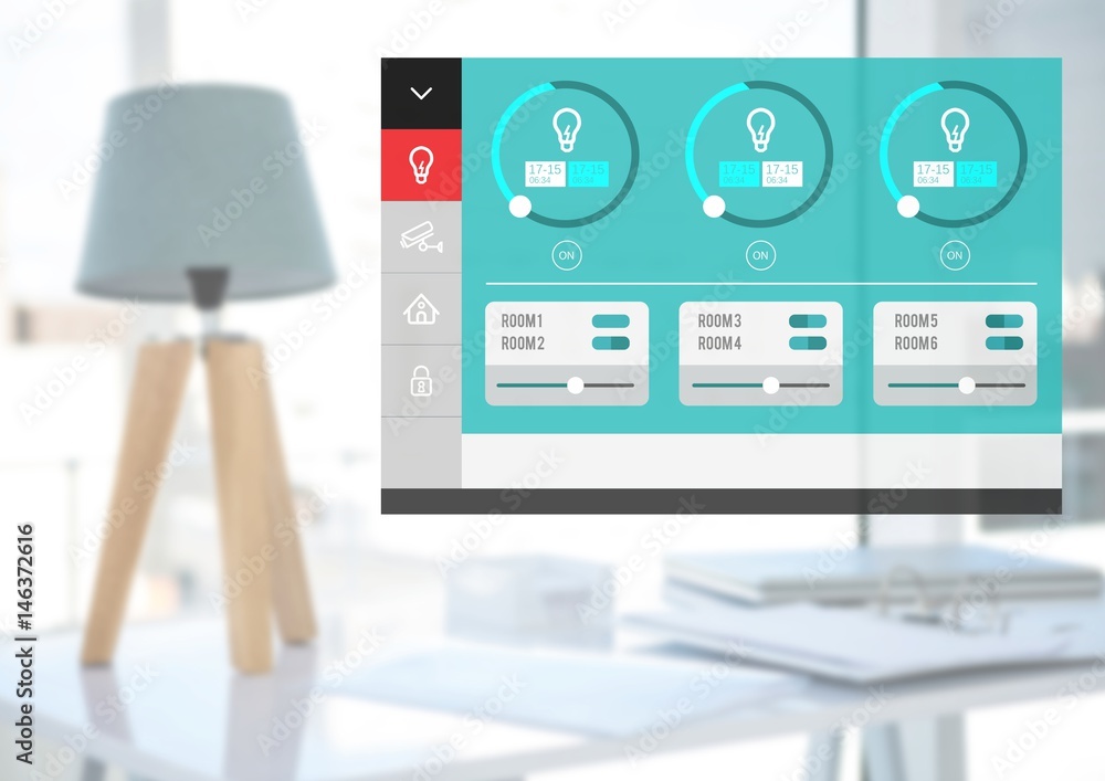 Poster home automation system lighting app interface