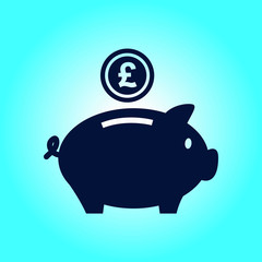 Piggy bank icon. Pictograph of moneybox. Flat design.