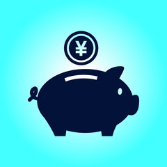 Piggy bank icon. Pictograph of moneybox. Flat design.
