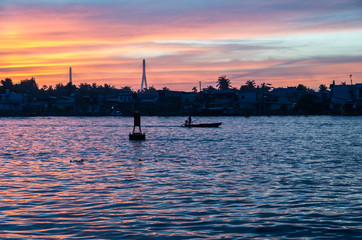 Traditional boats on the Can Tho River in Can Tho, Vietnam