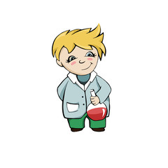 Simplified image malengo scientist on a white background