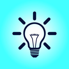 Light lamp sign icon. Idea bulb symbol. Flat design style.