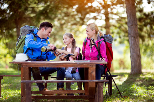 Child Is Very Thirsty From Hiking.