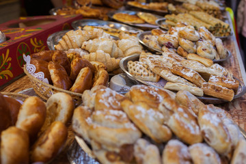 Counter with sweets and pies
